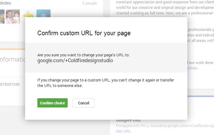 Google Plus Custom URL